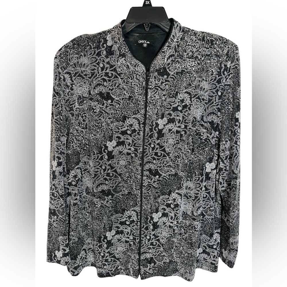ONYX Nite Metallic Jacket With Zipper Plus Size 3X